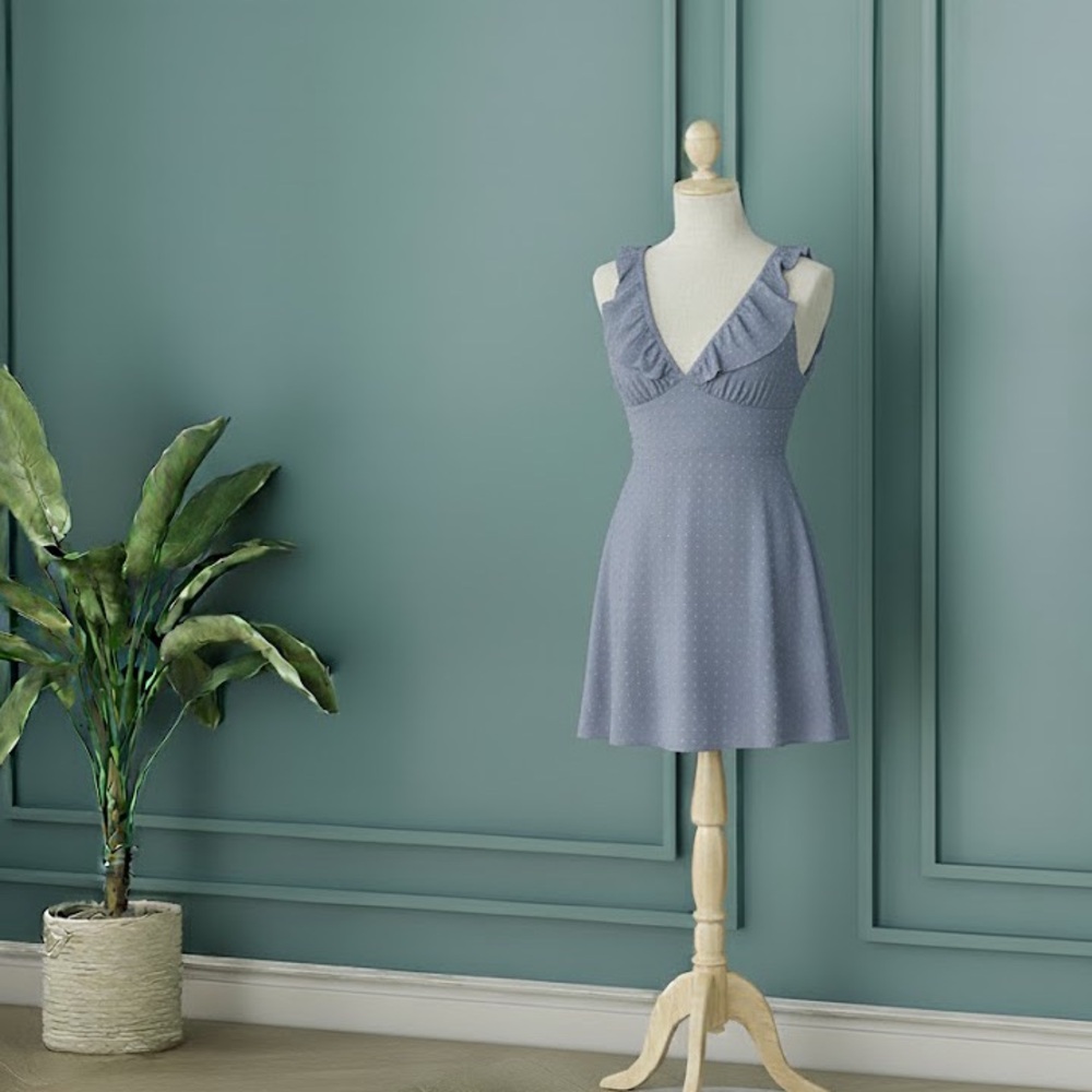 Elegant Blue Ruffle Dress